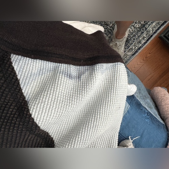 Free People We the free waffle oversized pullover zipper neck top. adorable NWT - Picture 5 of 7